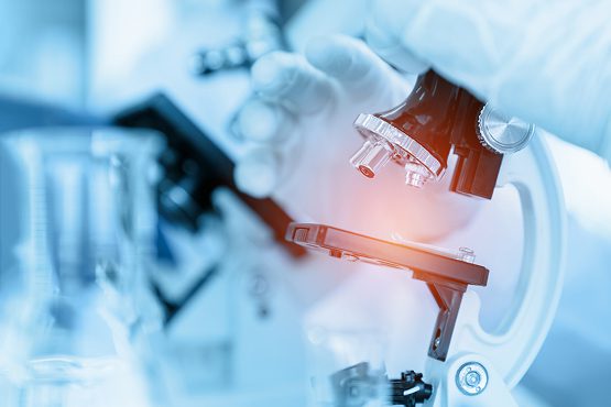 Medical research laboratory microscope representing custom Laravel web application project for research organization