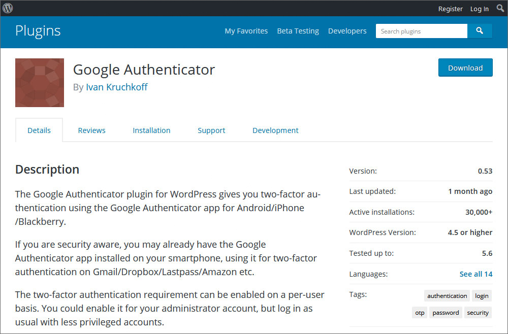 Google Authenticator WordPress Plugin