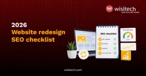 Redesign a website SEO checklist showing URL mapping, meta tags, and Core Web Vitals
