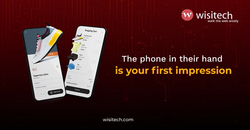 Mobile-first design concept showing an app interface on a smartphone screen