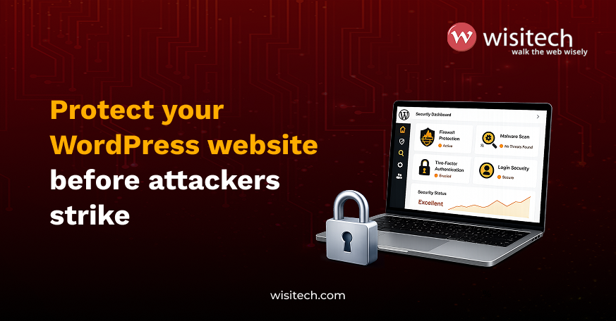 WordPress website security dashboard showing firewall protection, malware scanning, two-factor authentication, and login security features