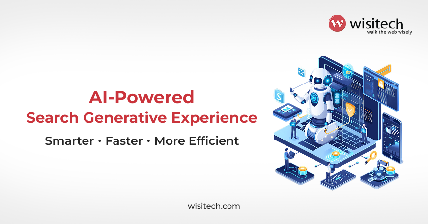 Laptop screen showing AI-generated content graphics, symbolizing smarter content with SGE.