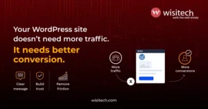 WordPress website conversion rate optimization banner highlighting that better user experience, trust, and clear CTAs increase conversions.
