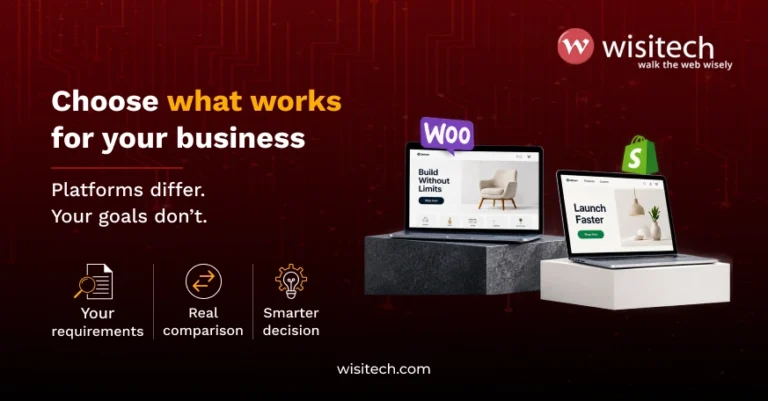 WooCommerce vs Shopify comparison showing the choice between WooCommerce flexibility and Shopify convenience for growing businesses.