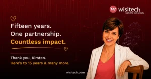 Illustrated portrait of Kirsten Frosh celebrating a long-term partnership with Wisitech.