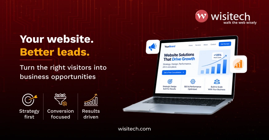 B2B website lead generation graphic showing a conversion-focused website designed to generate leads.