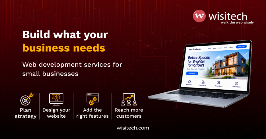 Web development services for small business focused on planning, website design, essential features, customer reach, and business growth.