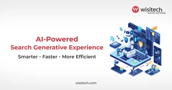 Laptop screen showing AI-generated content graphics, symbolizing smarter content with SGE.